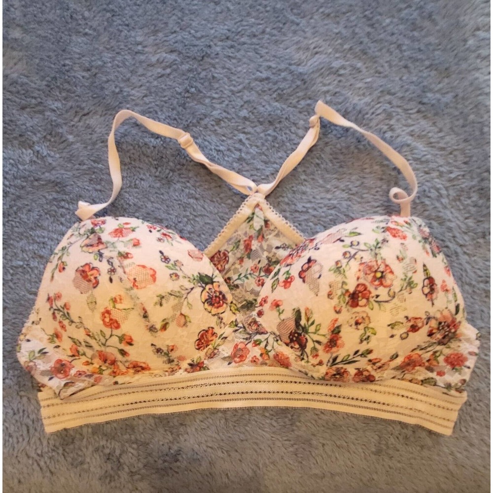 Altar'd State Floral Lace Bra - Cream and Pink